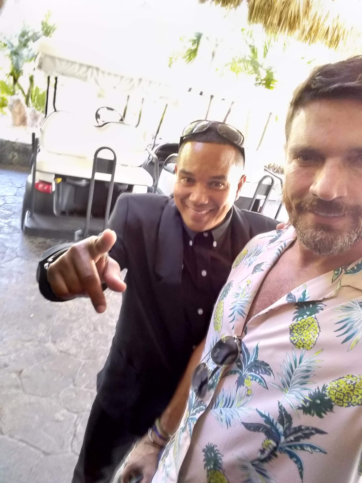 Andy with a happy client at the resort