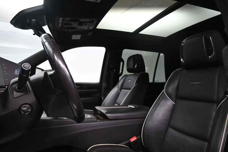 Leather seats and panoramic roof inside the Escalade